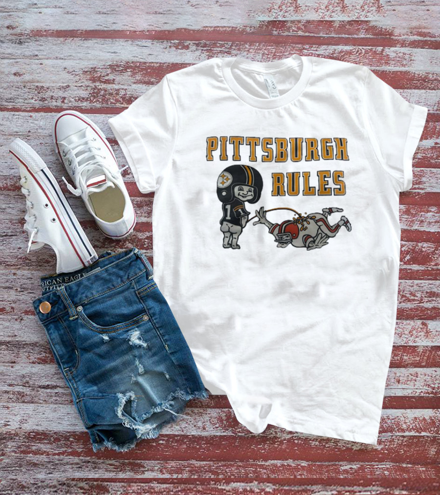 Pittsburgh Rules Steelers Peeing Cleveland Browns T-Shirt
