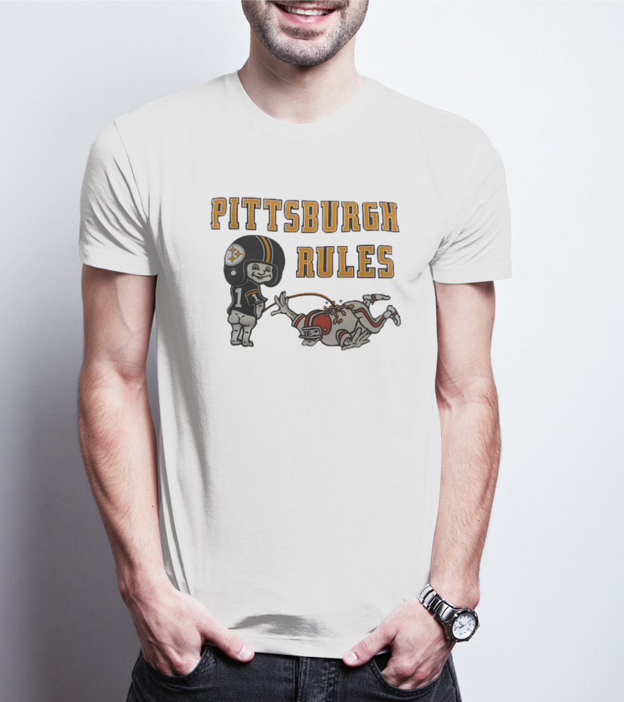 Pittsburgh Rules Steelers Peeing Cleveland Browns T-Shirt
