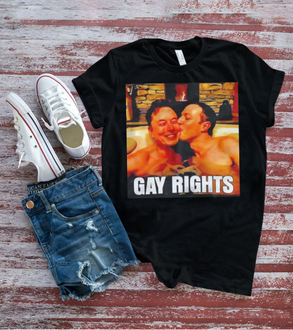 GAY RIGHTS Elon Musk Mark Zuckerberg Kissing Hot Tub Fireplace T-Shirt