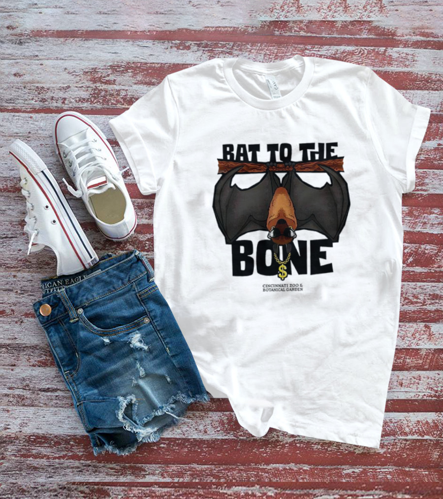 Bat To The Bone Cincinnati Zoo And Botanical Garden Bat Hanging With Dollar Sign Necklace T-Shirt
