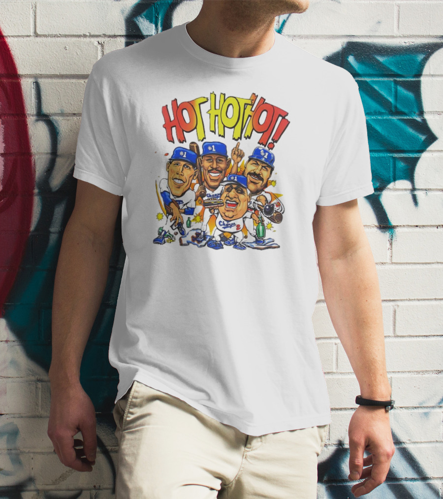 Los Angeles Dodgers Hot Hot Hot Caricature #1 Champs T-Shirt