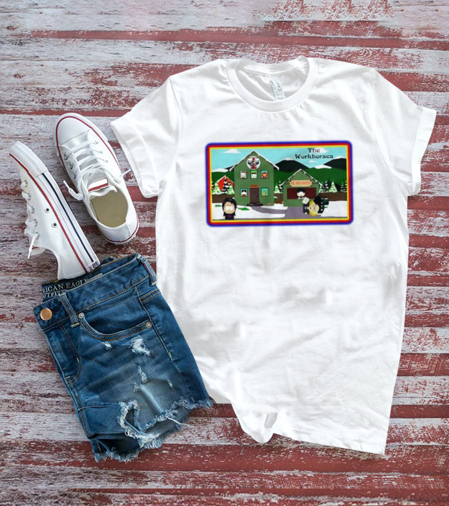 The Workhorses South Park Cartoon Snowy Neighborhood Scene T-Shirt