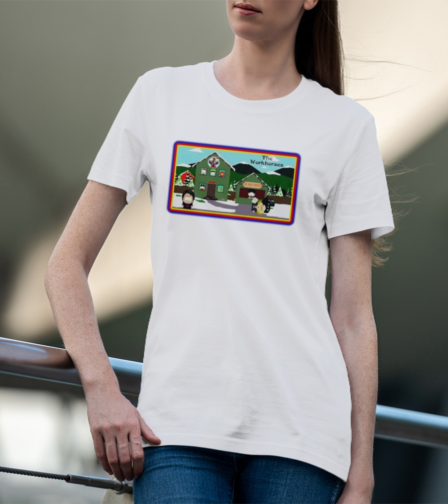 The Workhorses South Park Cartoon Snowy Neighborhood Scene T-Shirt