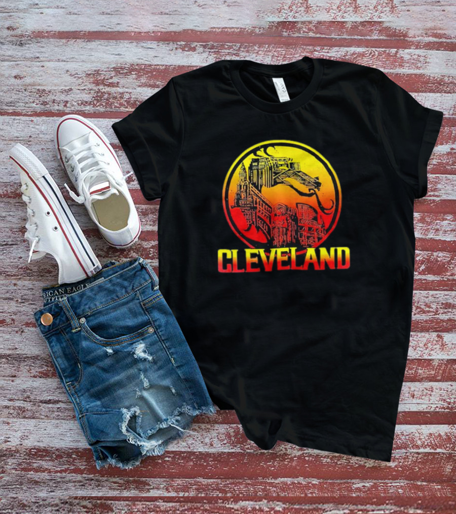 Mortal Cleveland Retro Dragon City Skyline T-Shirt