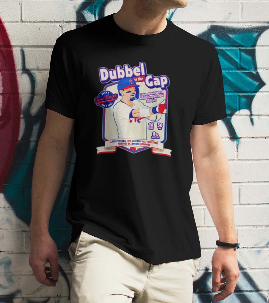 Dubbel In The Gap Nicky Two Bags Baseball Beer Label T-Shirt