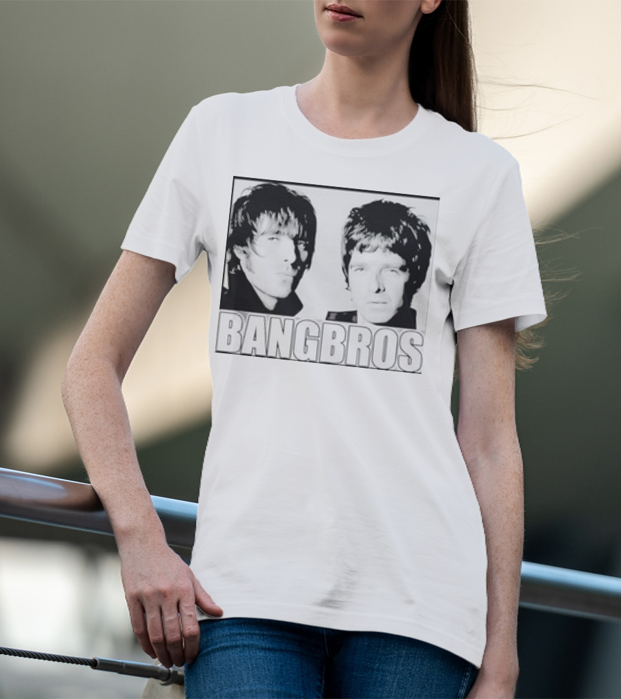 Bangbros Retro Picture Oasis Band Members Black And White Photo T-Shirt