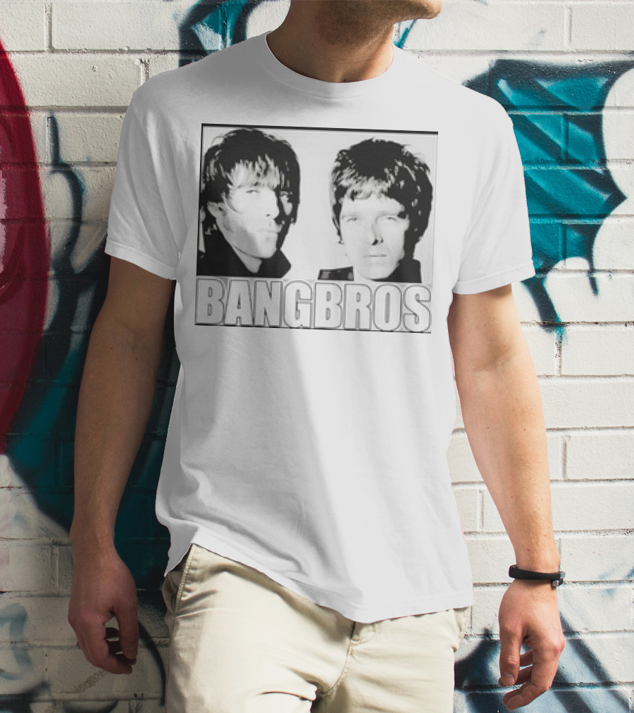 Bangbros Retro Picture Oasis Band Members Black And White Photo T-Shirt