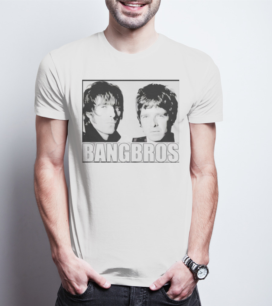 Bangbros Retro Picture Oasis Band Members Black And White Photo T-Shirt