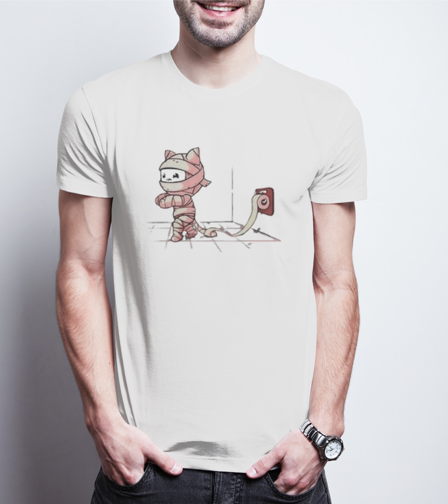 Mummy Cat Wrapped In Toilet Paper Playful Cute T-Shirt