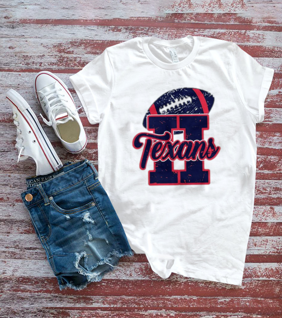 Retro Vintage Texans Football H Logo With Football T-Shirt
