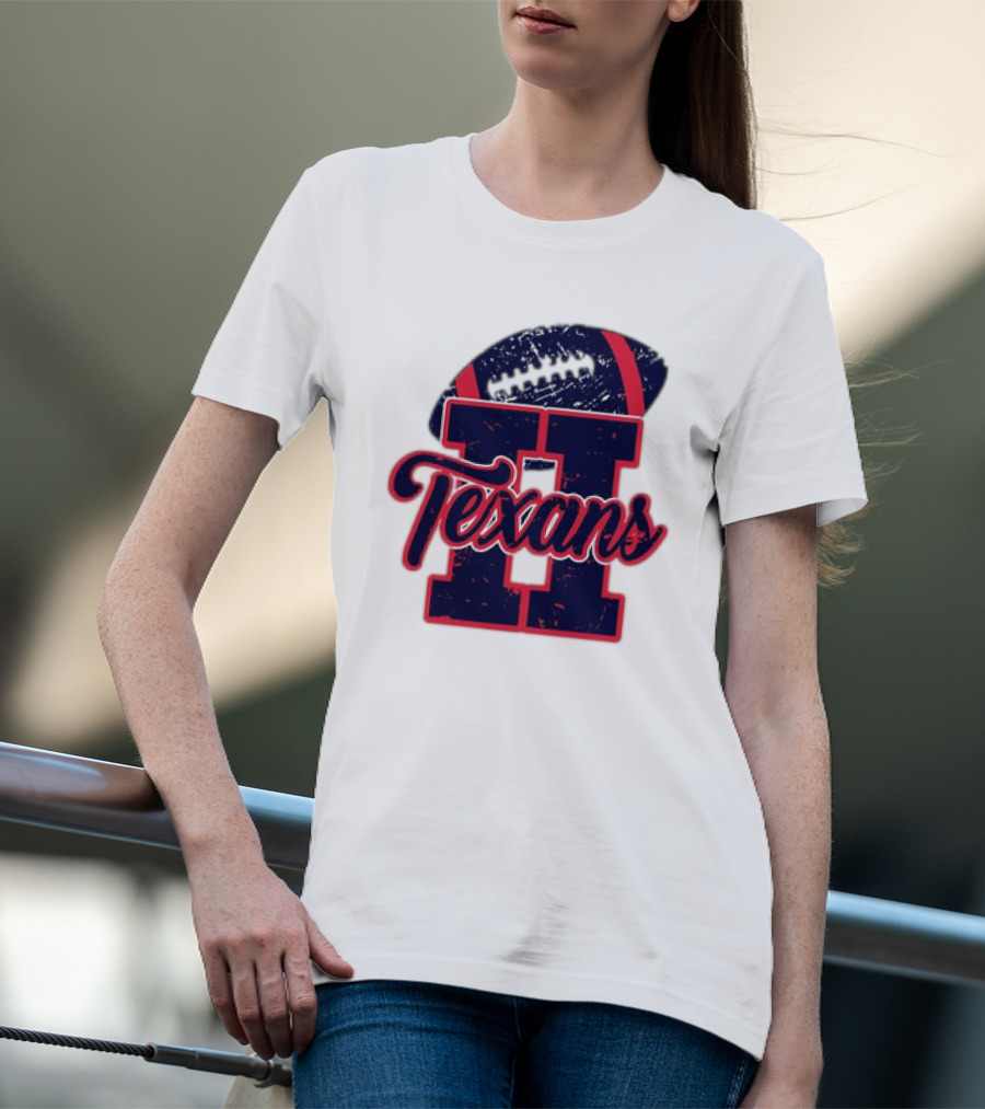 Retro Vintage Texans Football H Logo With Football T-Shirt