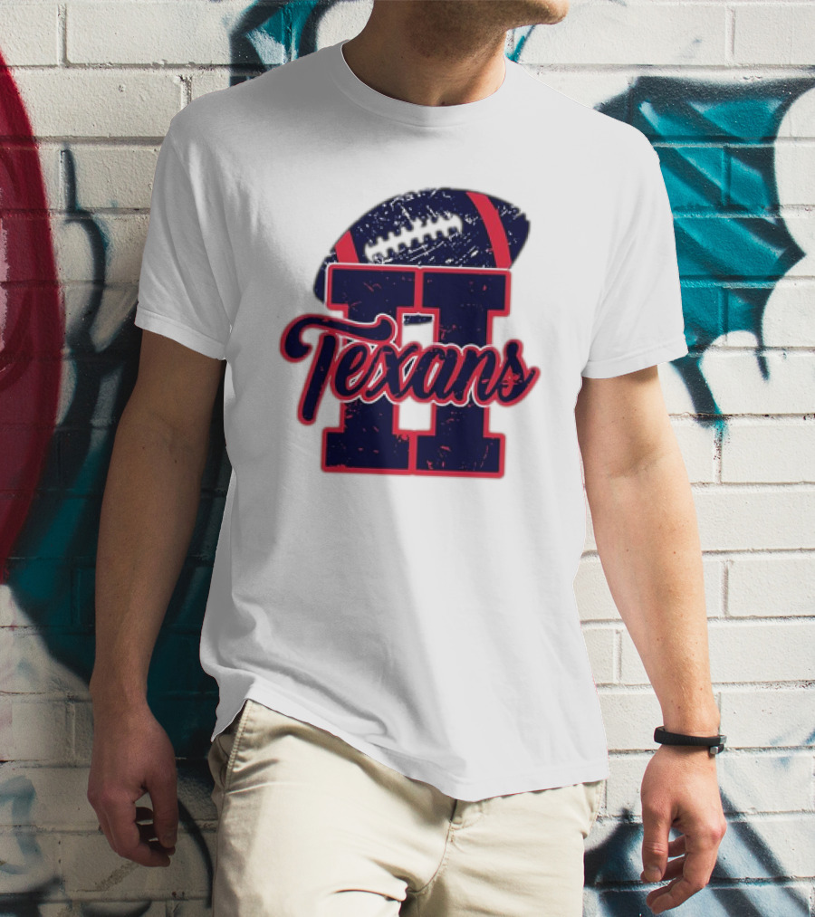 Retro Vintage Texans Football H Logo With Football T-Shirt