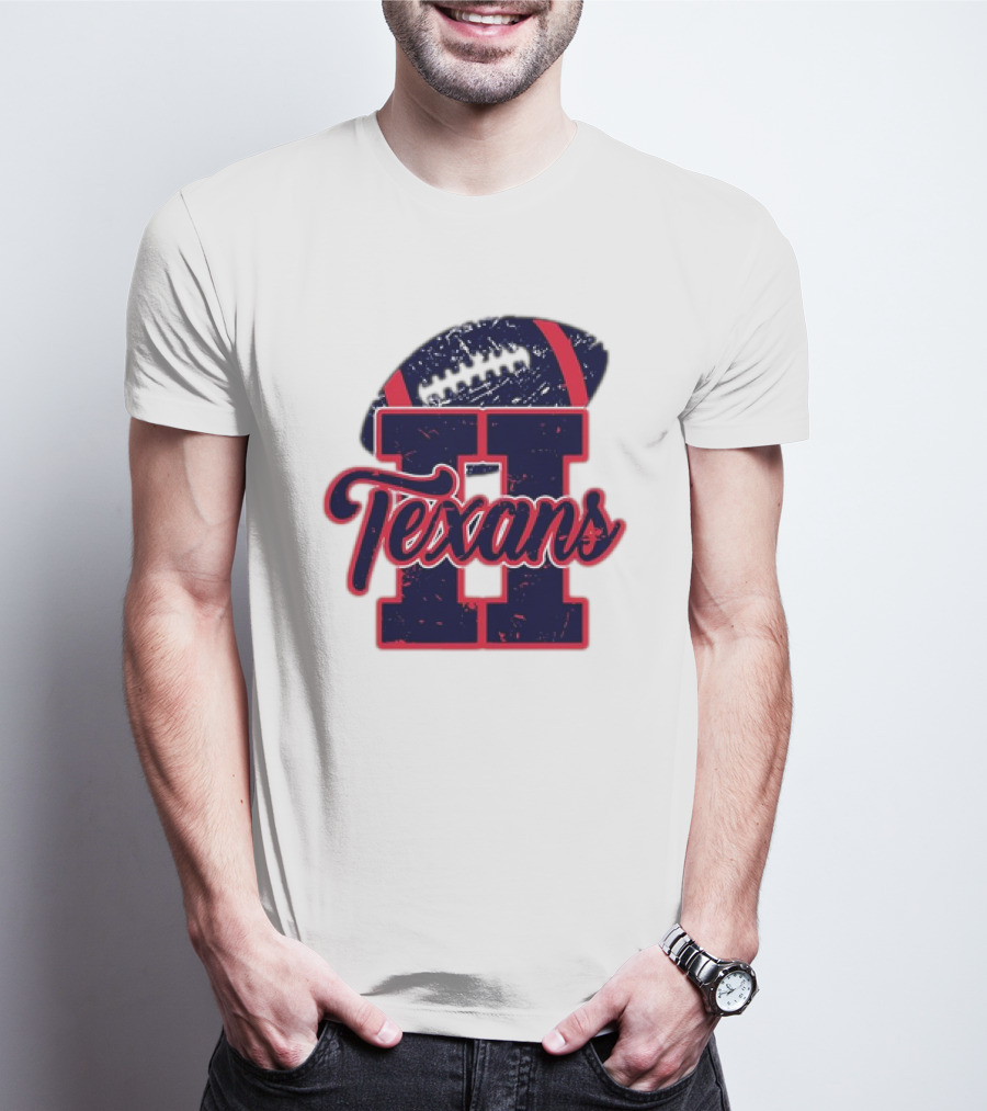 Retro Vintage Texans Football H Logo With Football T-Shirt