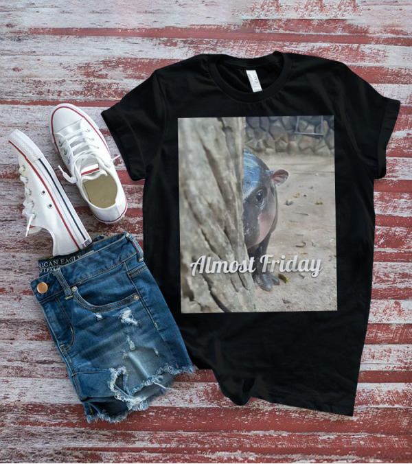 Almost Friday Peek Hippo Behind Tree T-Shirt
