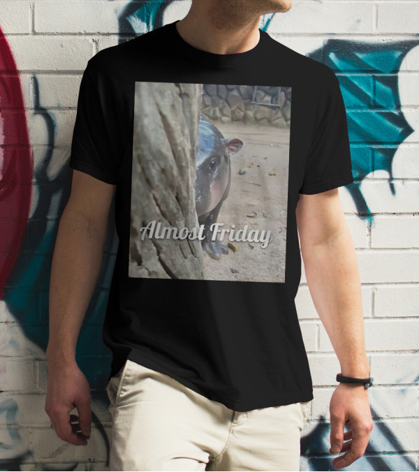 Almost Friday Peek Hippo Behind Tree T-Shirt