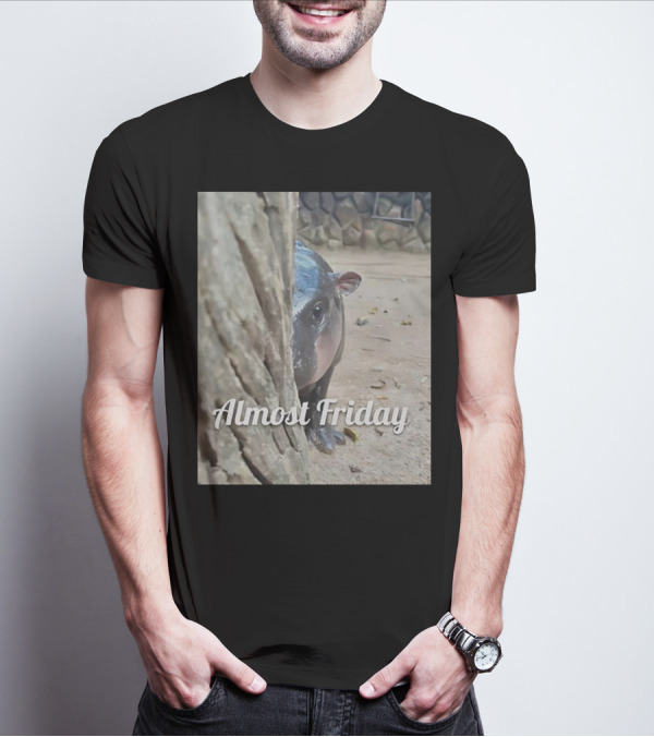 Almost Friday Peek Hippo Behind Tree T-Shirt