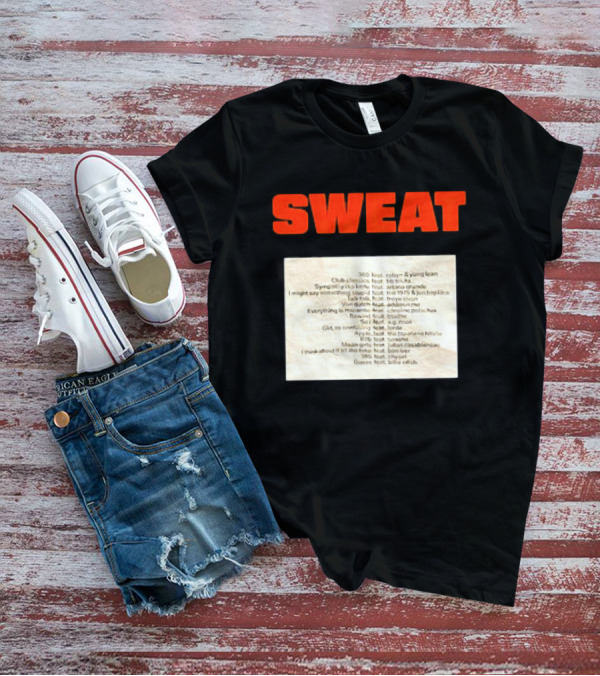 Sweat Logo With Crumpled Set List Featuring Robyn, J. Cole, Young Thug, Billie Eilish, And More T-Shirt