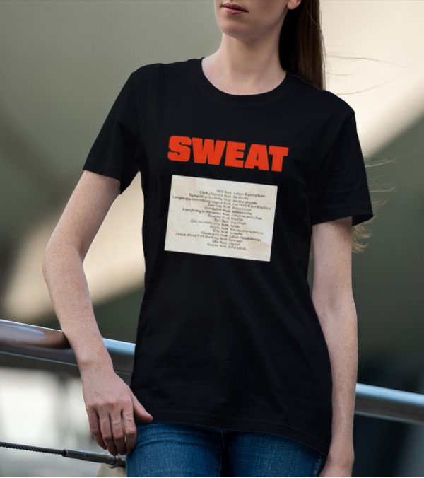 Sweat Logo With Crumpled Set List Featuring Robyn, J. Cole, Young Thug, Billie Eilish, And More T-Shirt