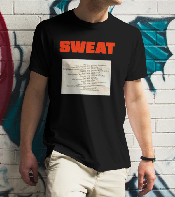 Sweat Logo With Crumpled Set List Featuring Robyn, J. Cole, Young Thug, Billie Eilish, And More T-Shirt