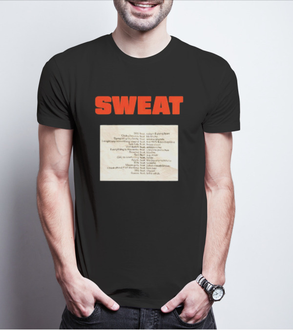Sweat Logo With Crumpled Set List Featuring Robyn, J. Cole, Young Thug, Billie Eilish, And More T-Shirt