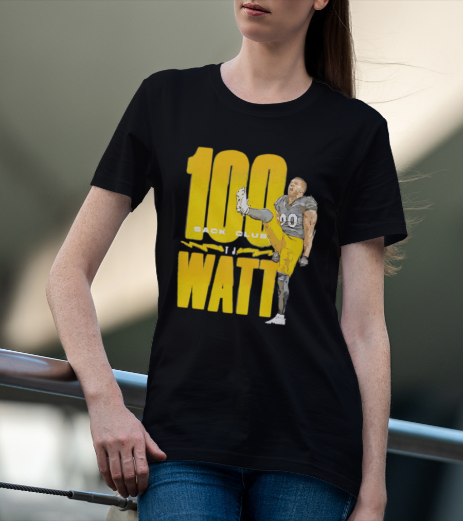 TJ Watt 100 Sack Club Pittsburgh Steelers NFL Football Vintage T-Shirt