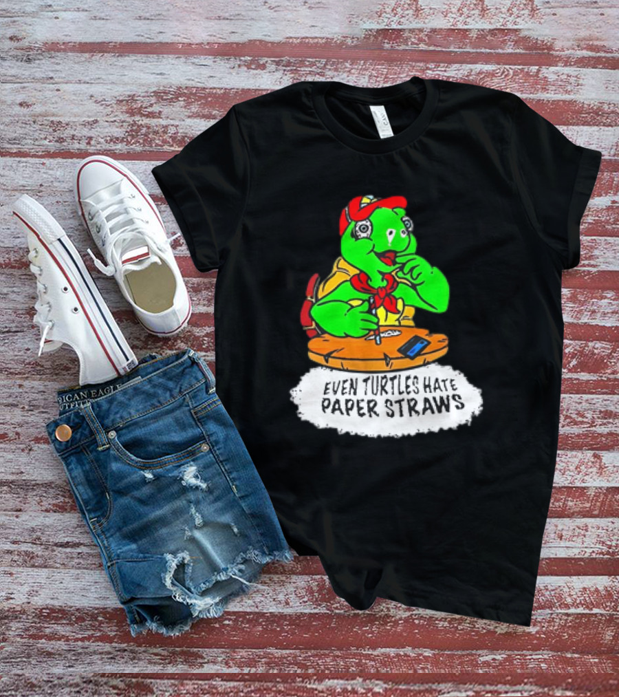 Isaac Butterfield Even Turtles Hate Paper Straws T-Shirt