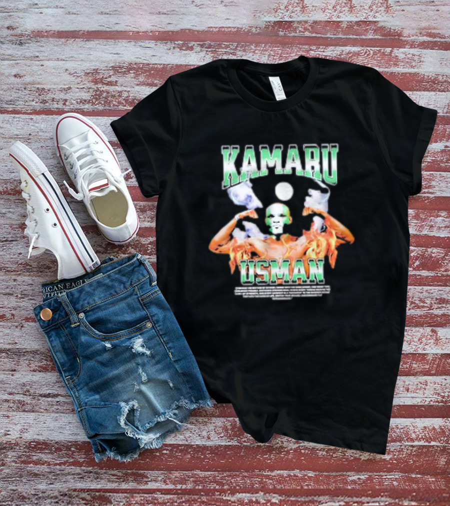 Kamaru Usman Warrior Spirit Flames And Smoke T-Shirt
