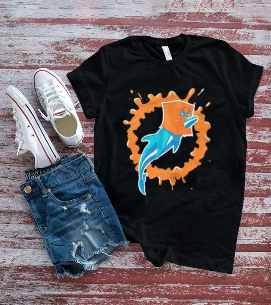 Miami Dolphins Paper Bag Dolphin Splash Logo Funny T-Shirt
