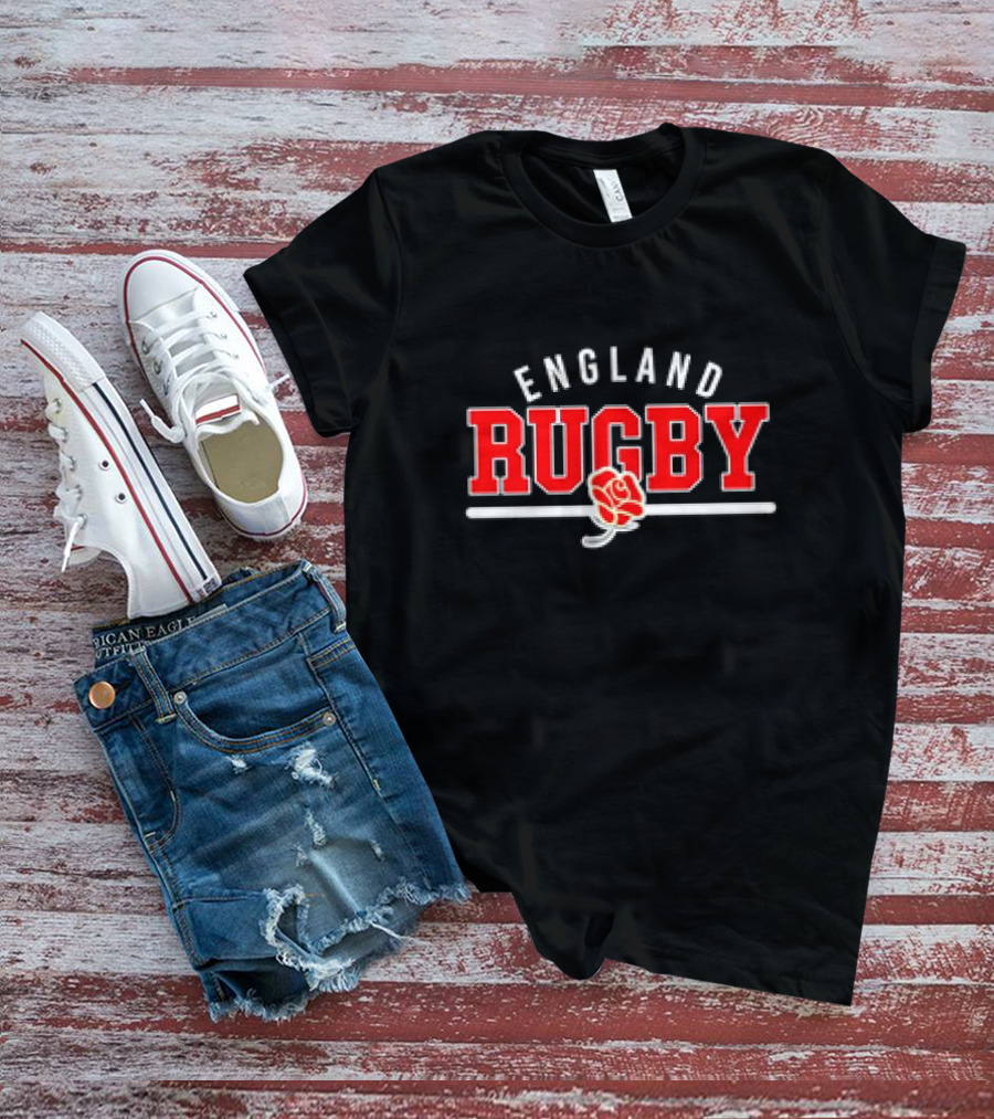 England Rugby Wordmark Supersoft Logo With Rose Emblem T-Shirt