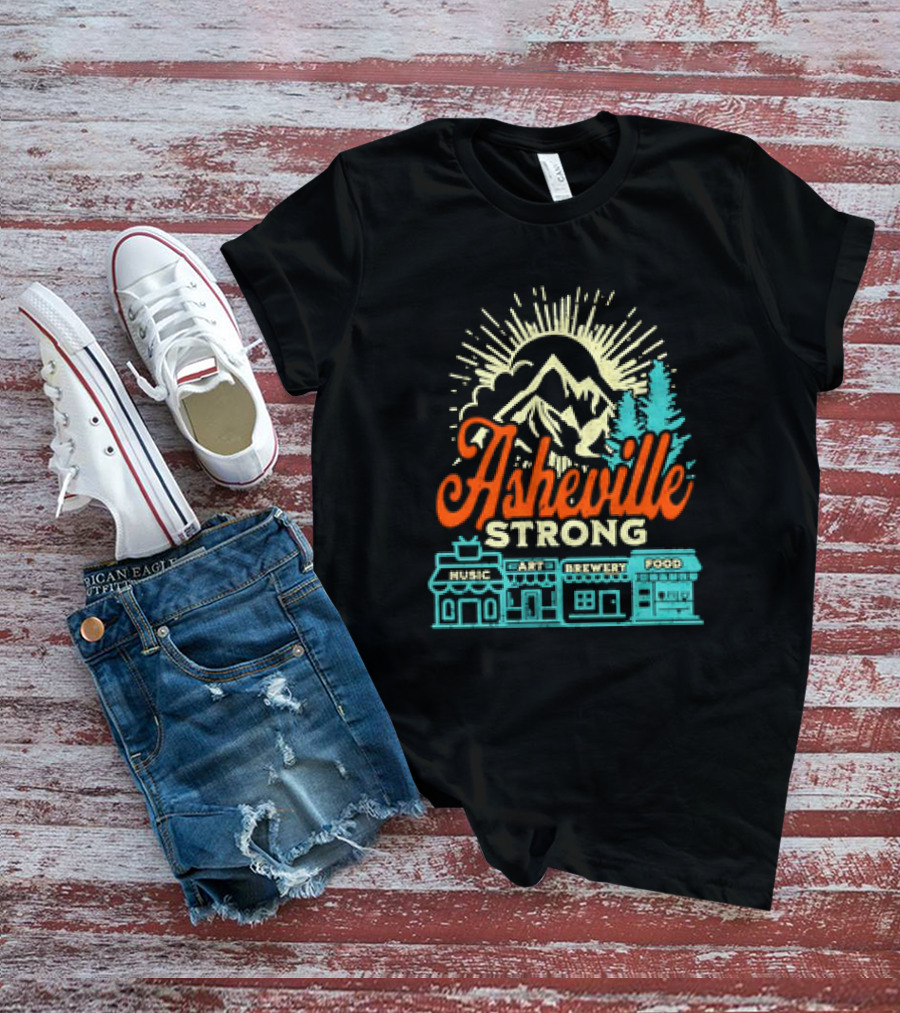 Asheville Strong Music Art Brewery Food Retro Vintage T-Shirt