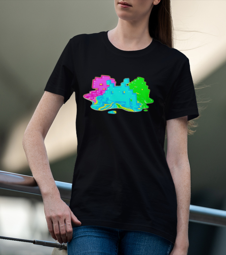 Space Invaders Melting Retro Arcade Aliens T-Shirt