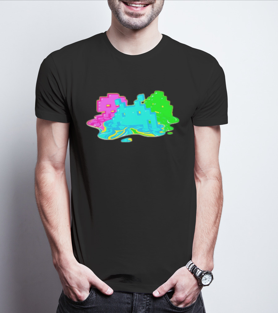 Space Invaders Melting Retro Arcade Aliens T-Shirt
