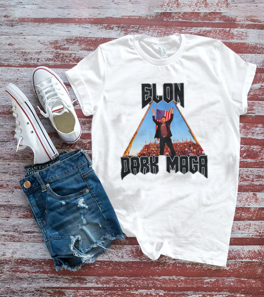 Elon Dark MAGA American Flag Crowd Symbolism T-Shirt