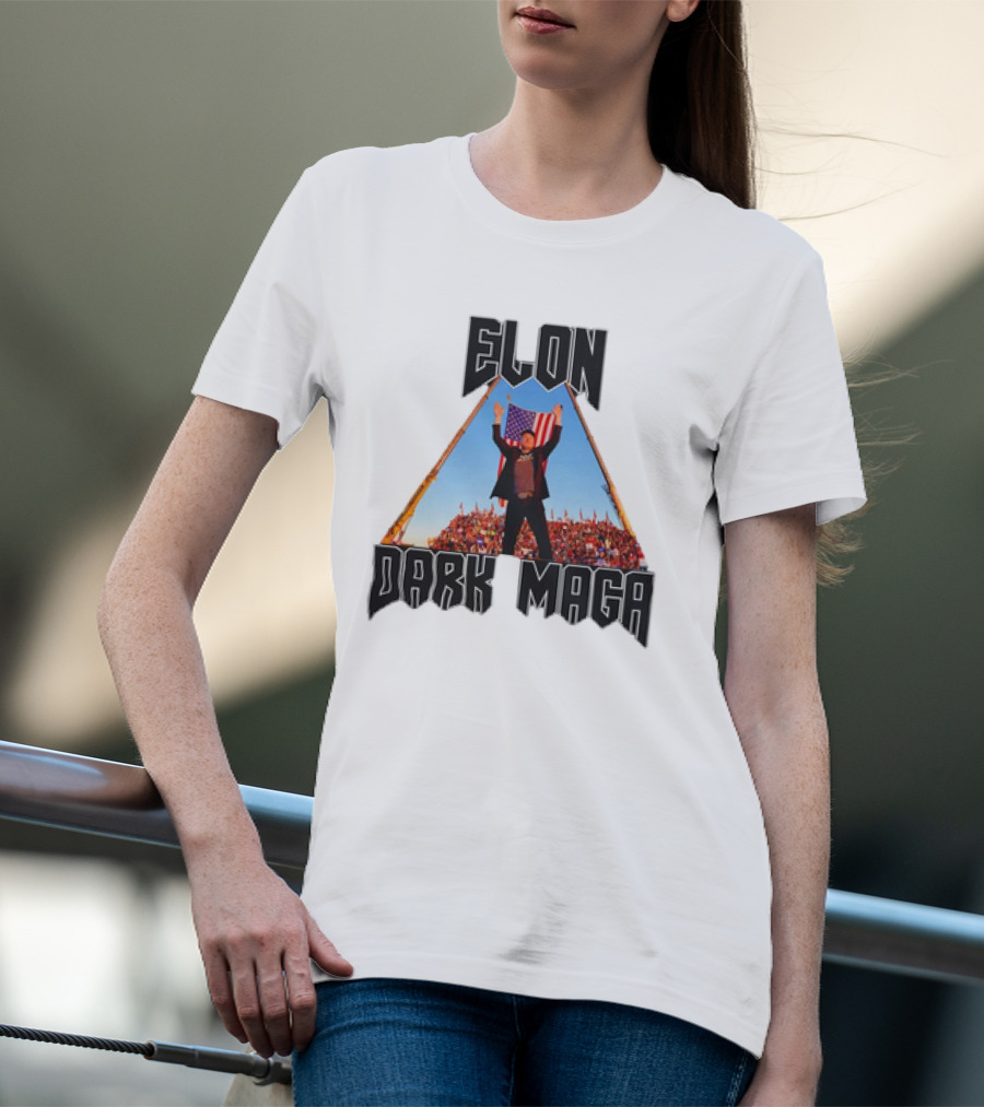Elon Dark MAGA American Flag Crowd Symbolism T-Shirt