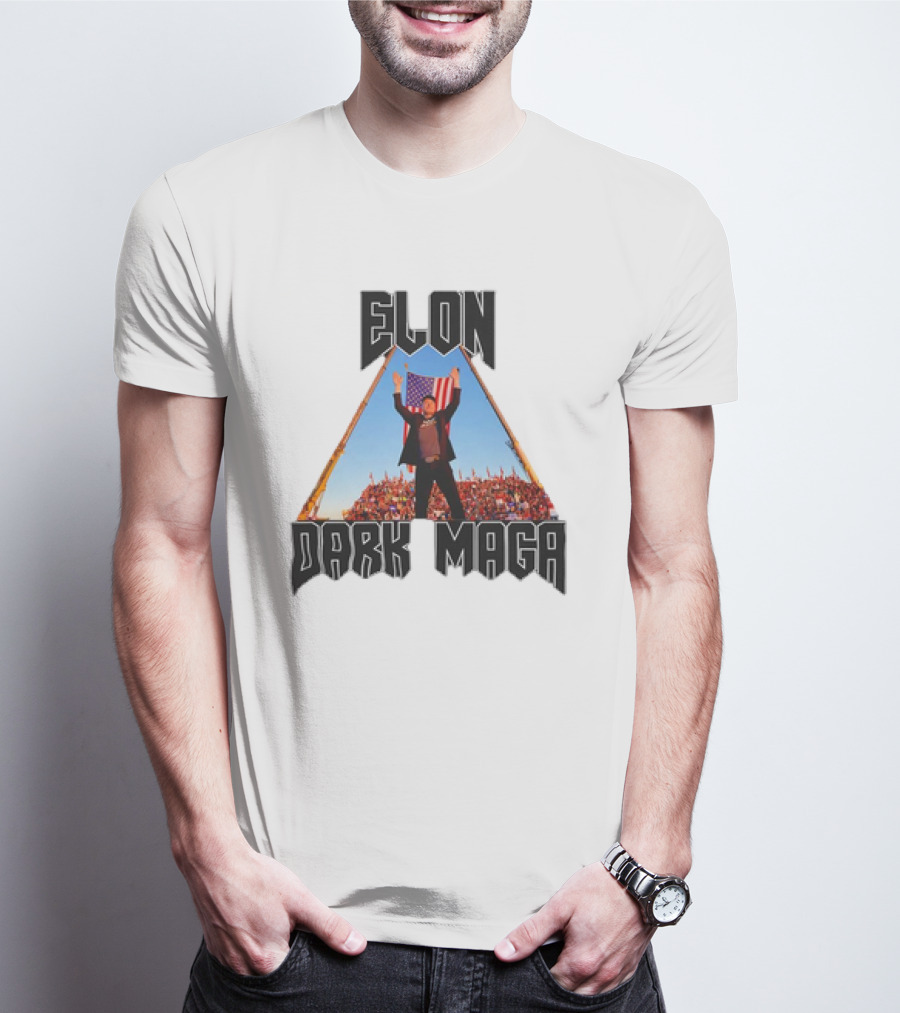 Elon Dark MAGA American Flag Crowd Symbolism T-Shirt