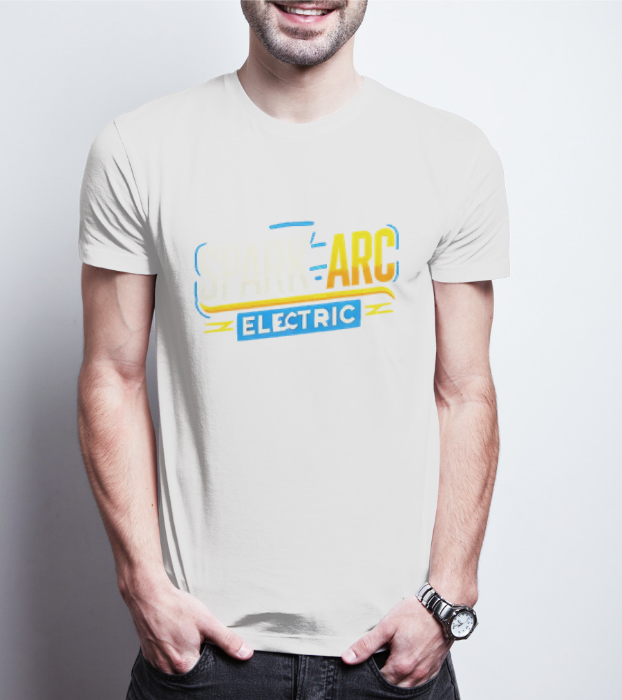 Spark And Arc Electric Bold Yellow And Blue Text T-Shirt