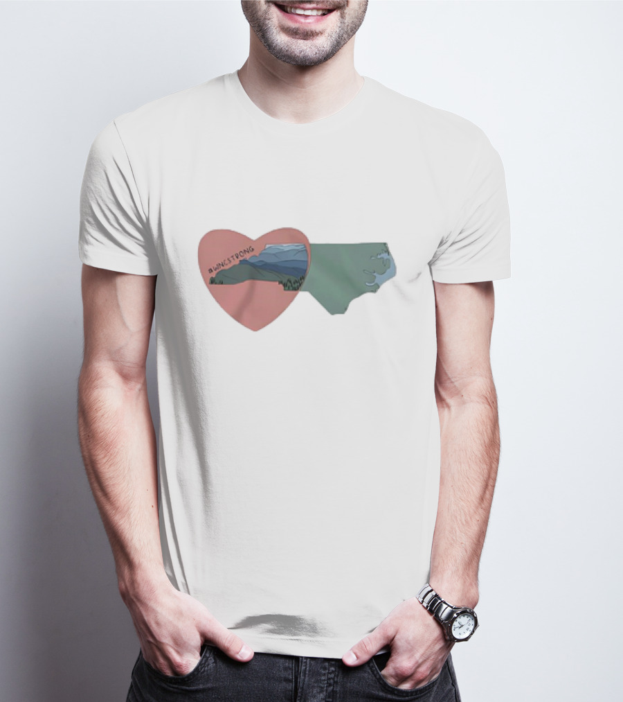 WNC Strong Heart With North Carolina Mountains Map T-Shirt