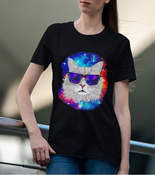 Cool Cat Space Shades Galaxy T-Shirt