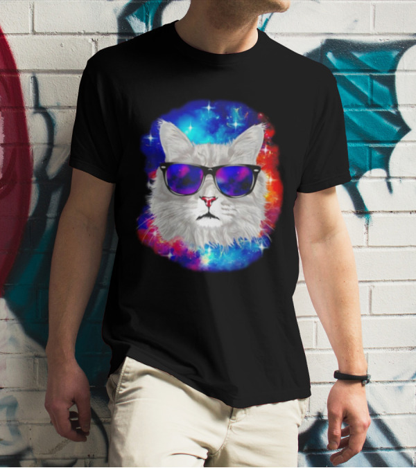 Cool Cat Space Shades Galaxy T-Shirt