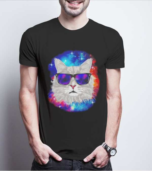 Cool Cat Space Shades Galaxy T-Shirt