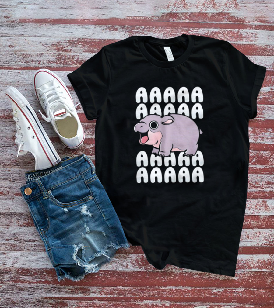 Moo Deng Screaming Hippo AAAAAAAAA Funny Hippo Meme T-Shirt