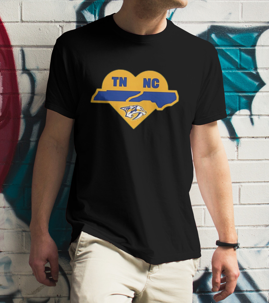 Nashville Predators TN NC Heart Logo Icon With State Outline T-Shirt