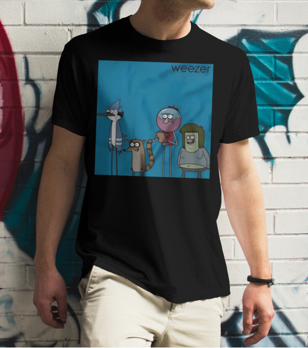 Weezer The Regular Show Mordecai And The Rigbys Vintage Cartoon Characters T-Shirt