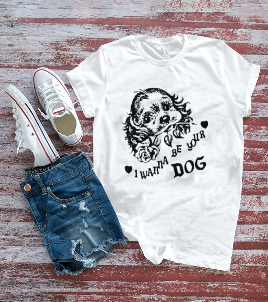 Bread And Water I Wanna Be Your Dog Vintage Style Heart Puppy Print T-Shirt