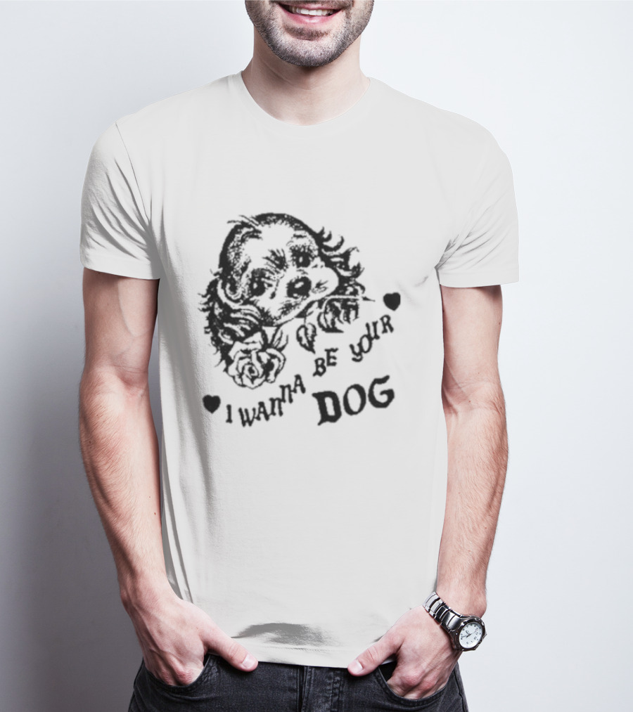 Bread And Water I Wanna Be Your Dog Vintage Style Heart Puppy Print T-Shirt