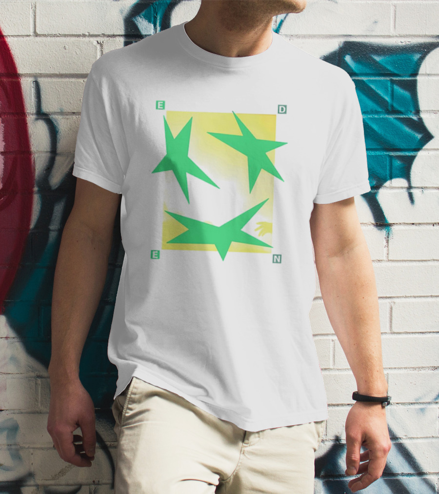 Eden Star Green Tri-Star Design With Yellow Background T-Shirt