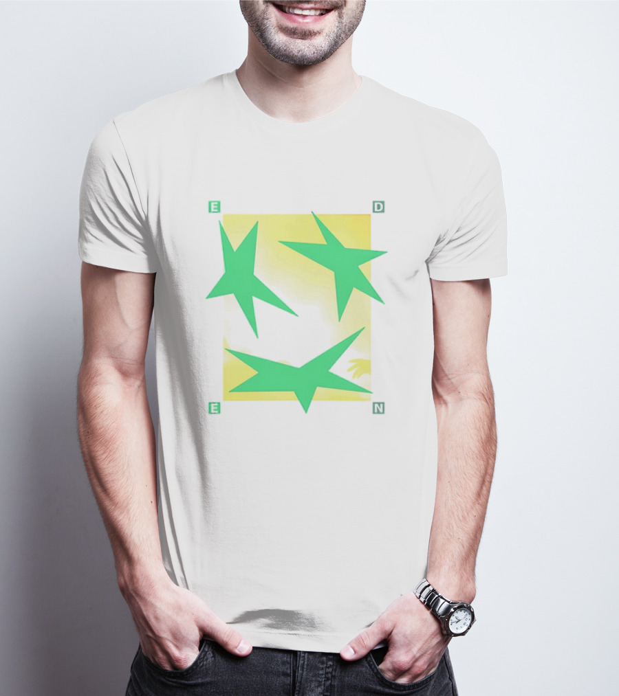 Eden Star Green Tri-Star Design With Yellow Background T-Shirt