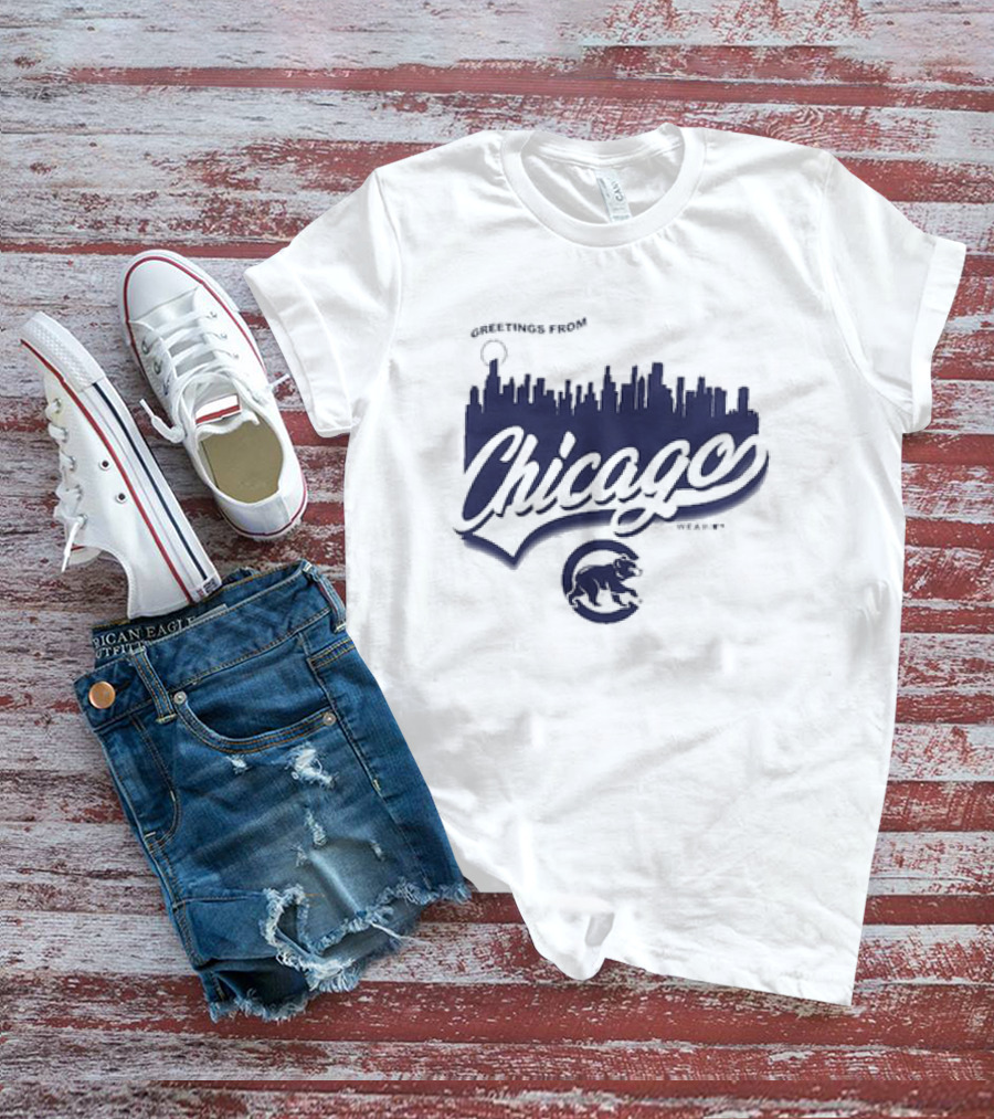 Greetings From Chicago Skyline Cubs T-Shirt