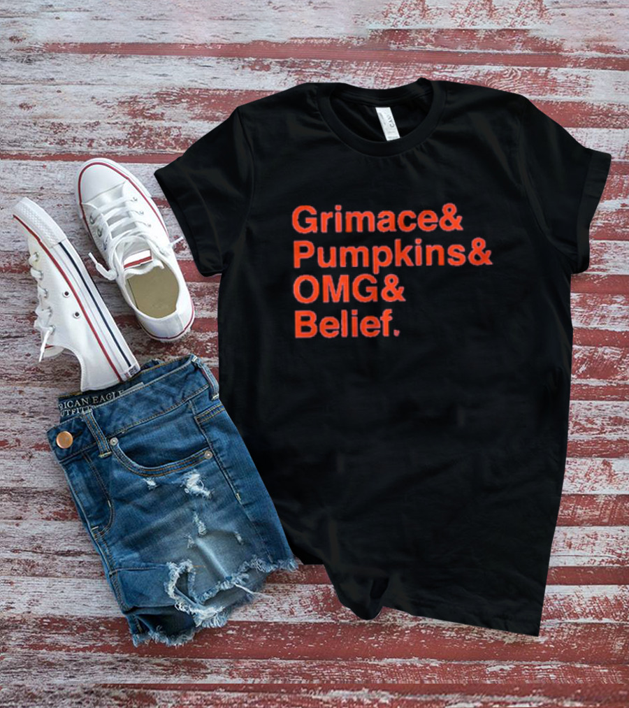 Grimace Pumpkins OMG Belief Text T-Shirt