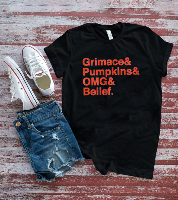 Grimace Pumpkins OMG Belief Text T-Shirt